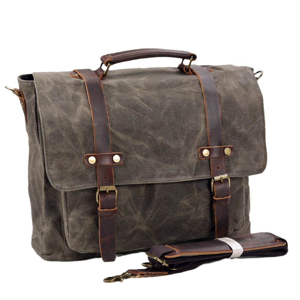 Canvas and leather clutch bag | BRUGES