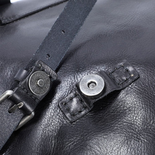 Small black leather backpack | BODO