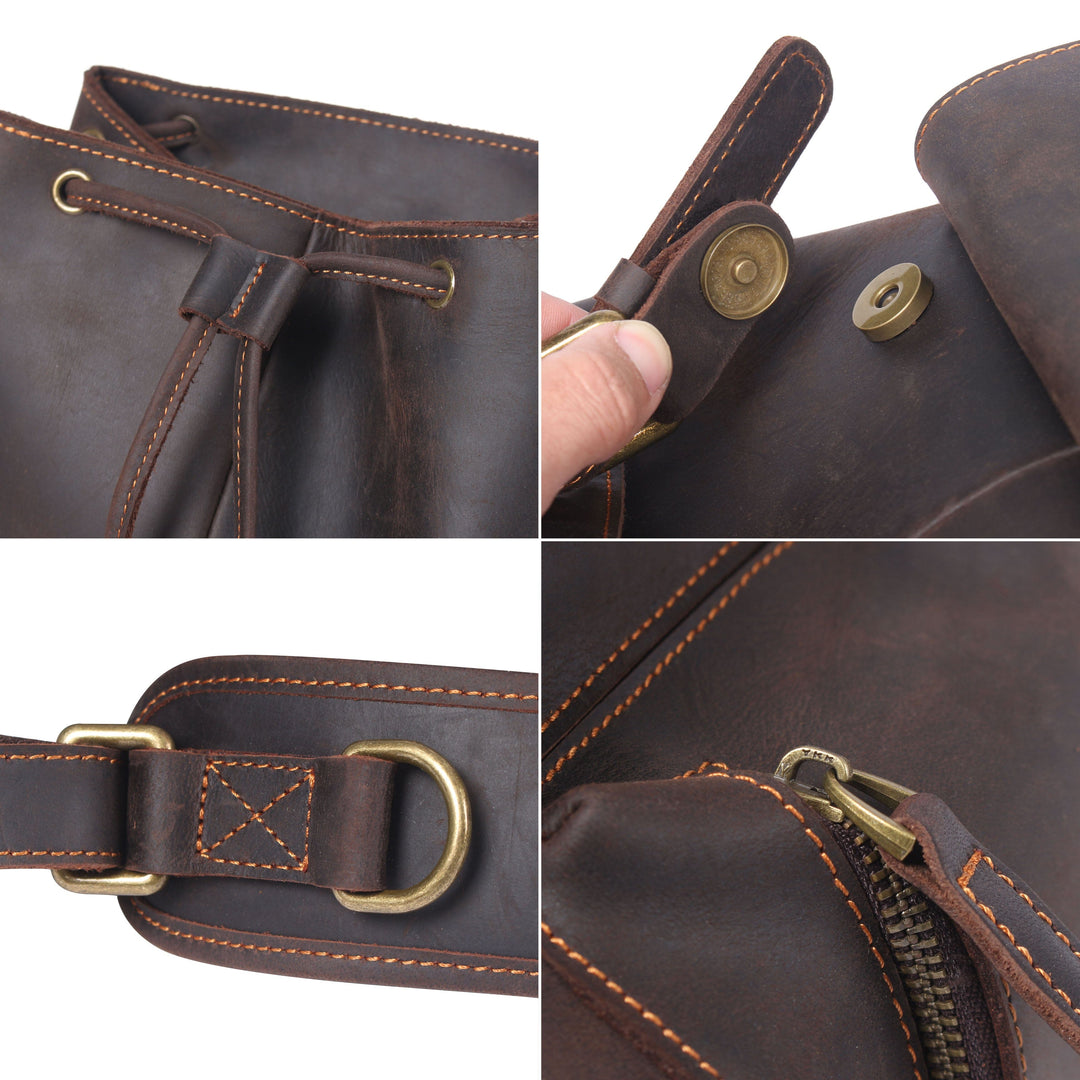 Leather Backpack with Drawstring | FLAM