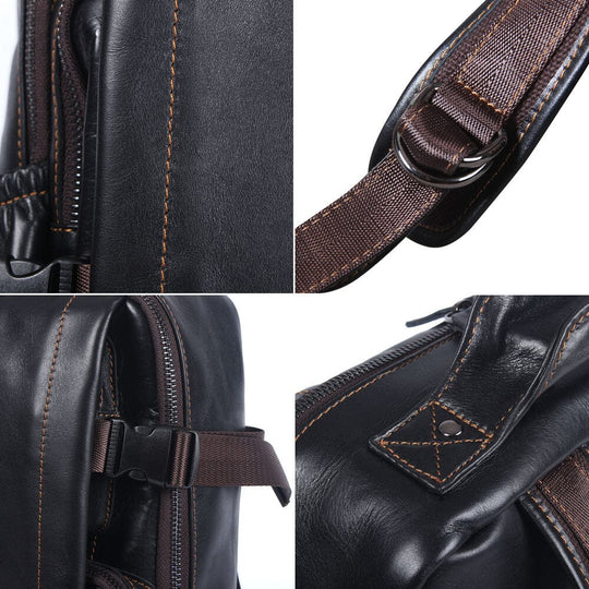 Men's Black Leather Backpack | ISAAC