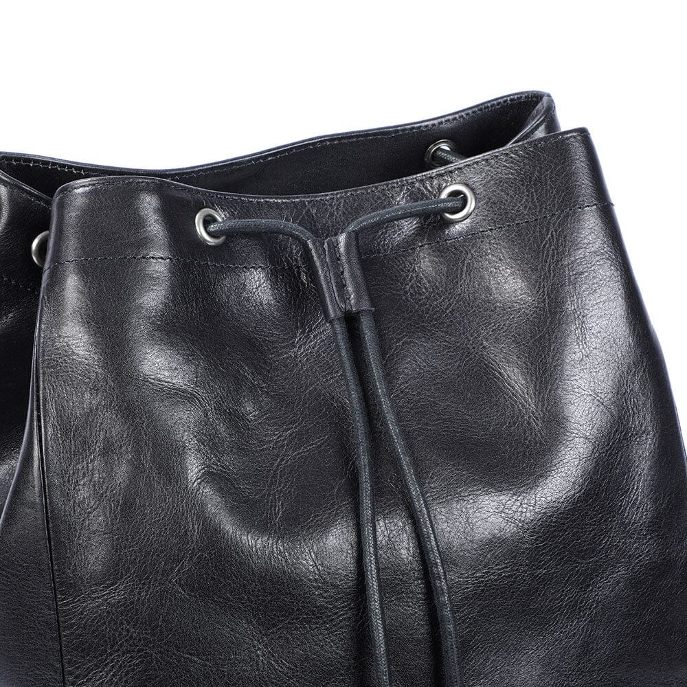 Small black leather backpack | BODO