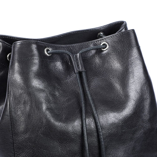 Small black leather backpack | BODO
