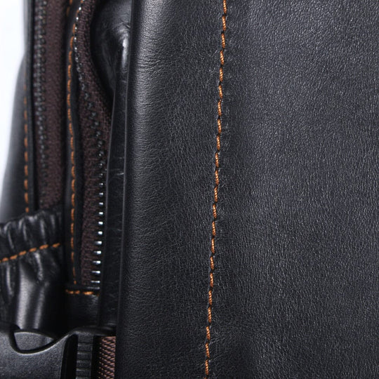 Men's Black Leather Backpack | ISAAC