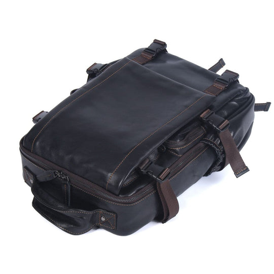Men's Black Leather Backpack | ISAAC