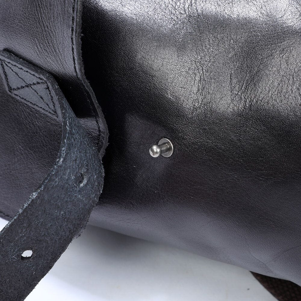 Small black leather backpack | BODO