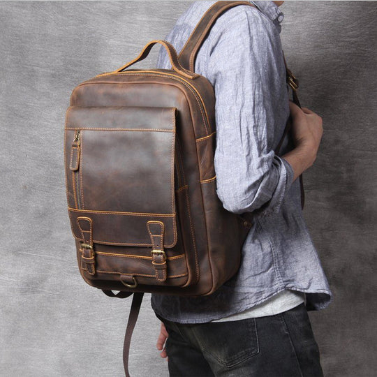 Brown Leather Backpack | MORITZ