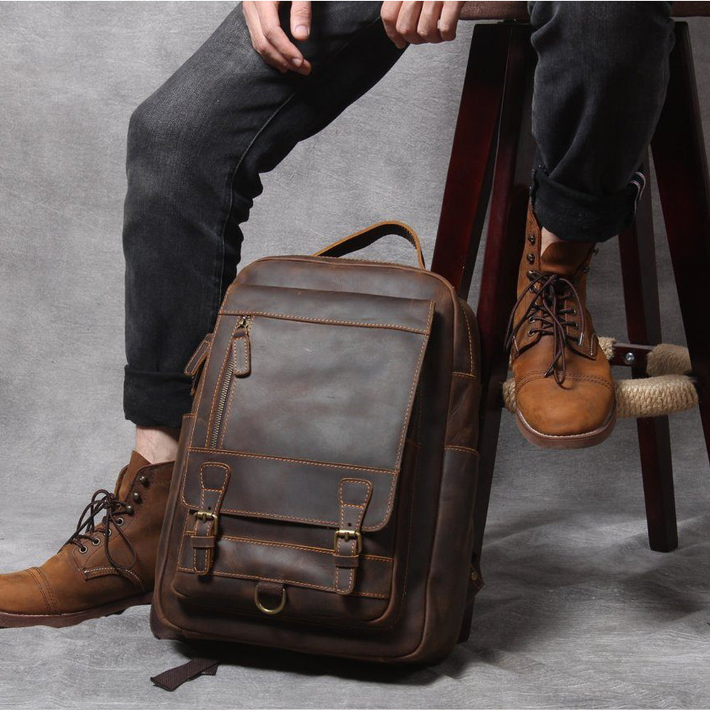 Brown Leather Backpack | MORITZ
