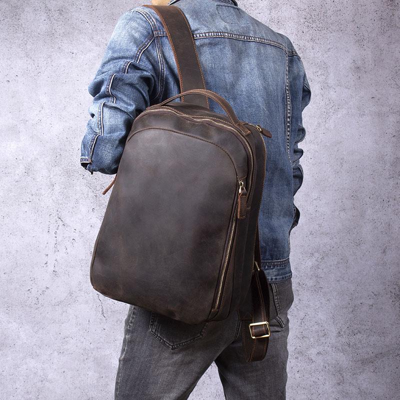 Brown Leather Backpack | TOLEDO